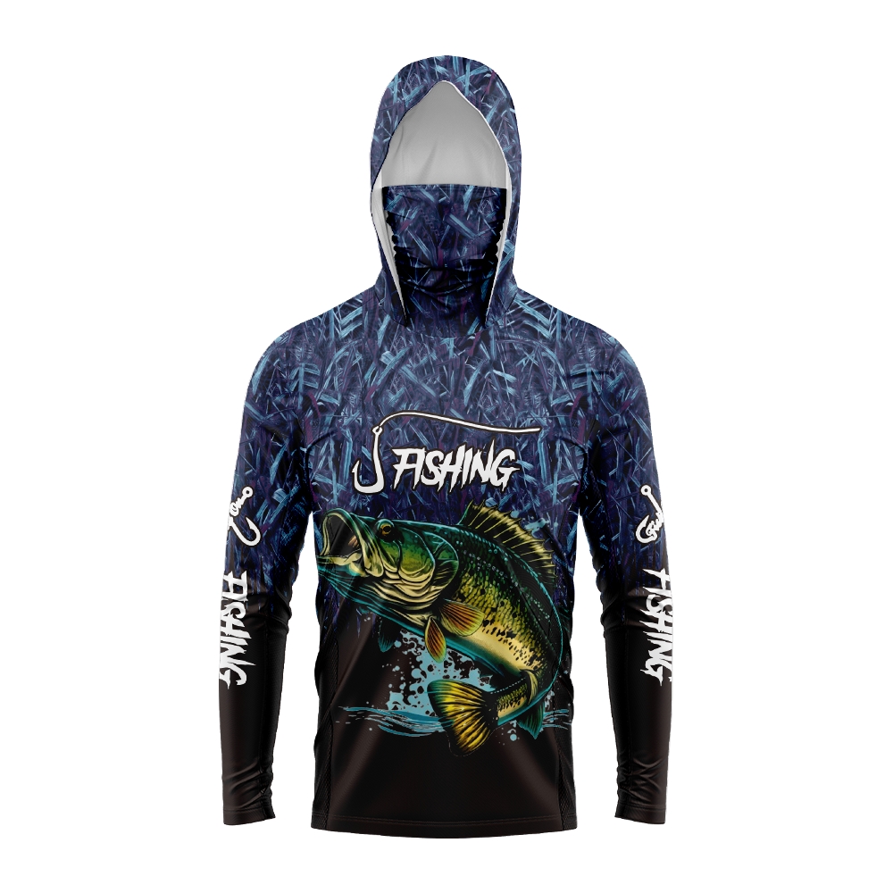 Sports Mask Breathable - Men Bass Fish Print Fishing Hoodie