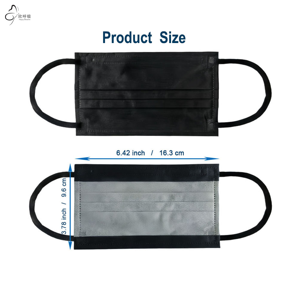 Happy Breathe 3-Layer Disposab - Black Face Mask Pack review and price
