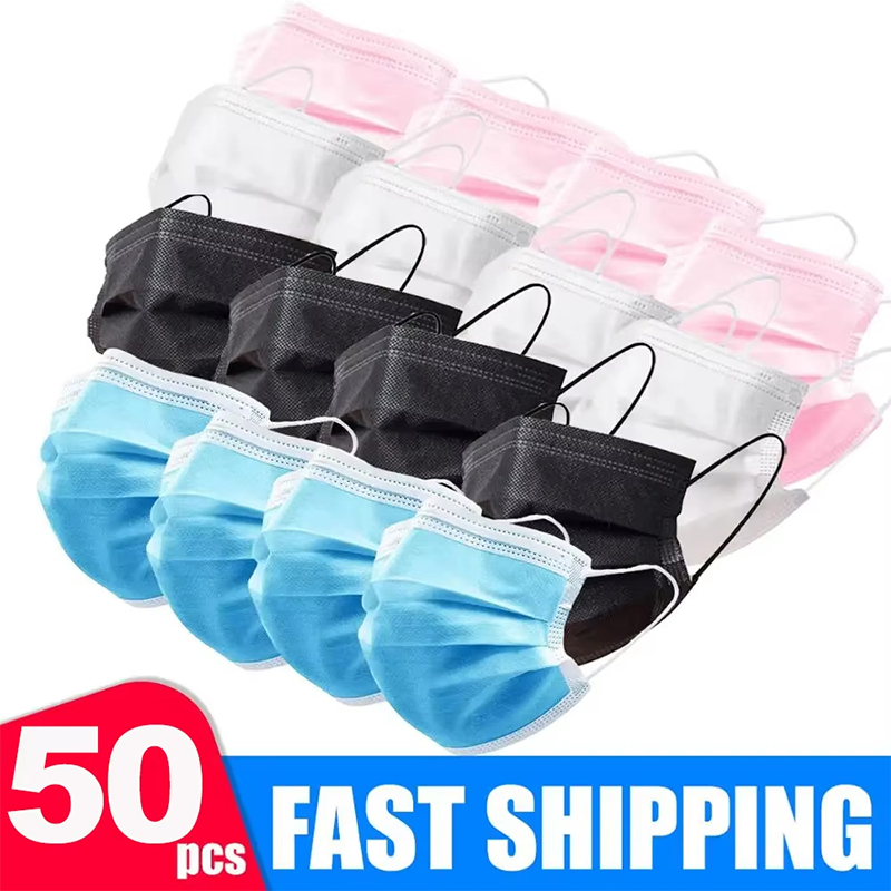 50Pcs 3-layer Mask Face Masks  - Disposable Mask Blue review and price