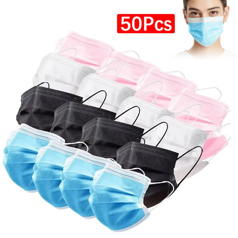 50Pcs 3-layer Mask Face Masks  - Disposable Mask Blue review and price