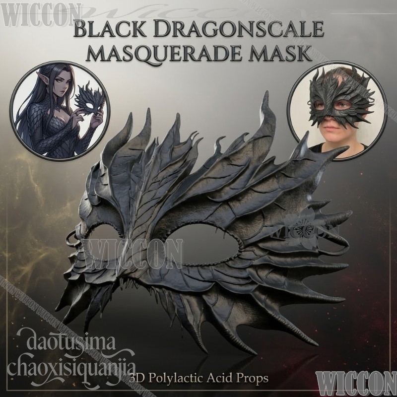 Black Dragonscale Masquerade M - Black Face Mask Pack review and price